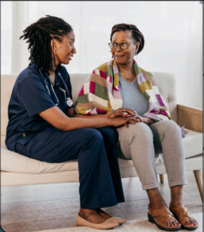 Caregiver supporting an elderly client